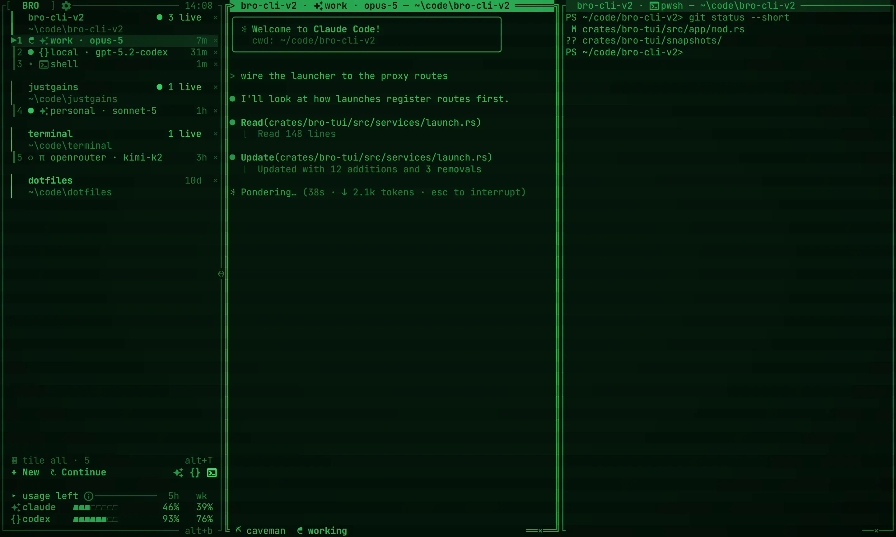 bro in the phosphor theme